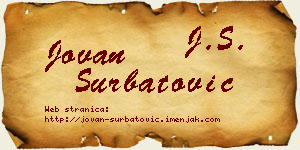 Jovan Šurbatović vizit kartica